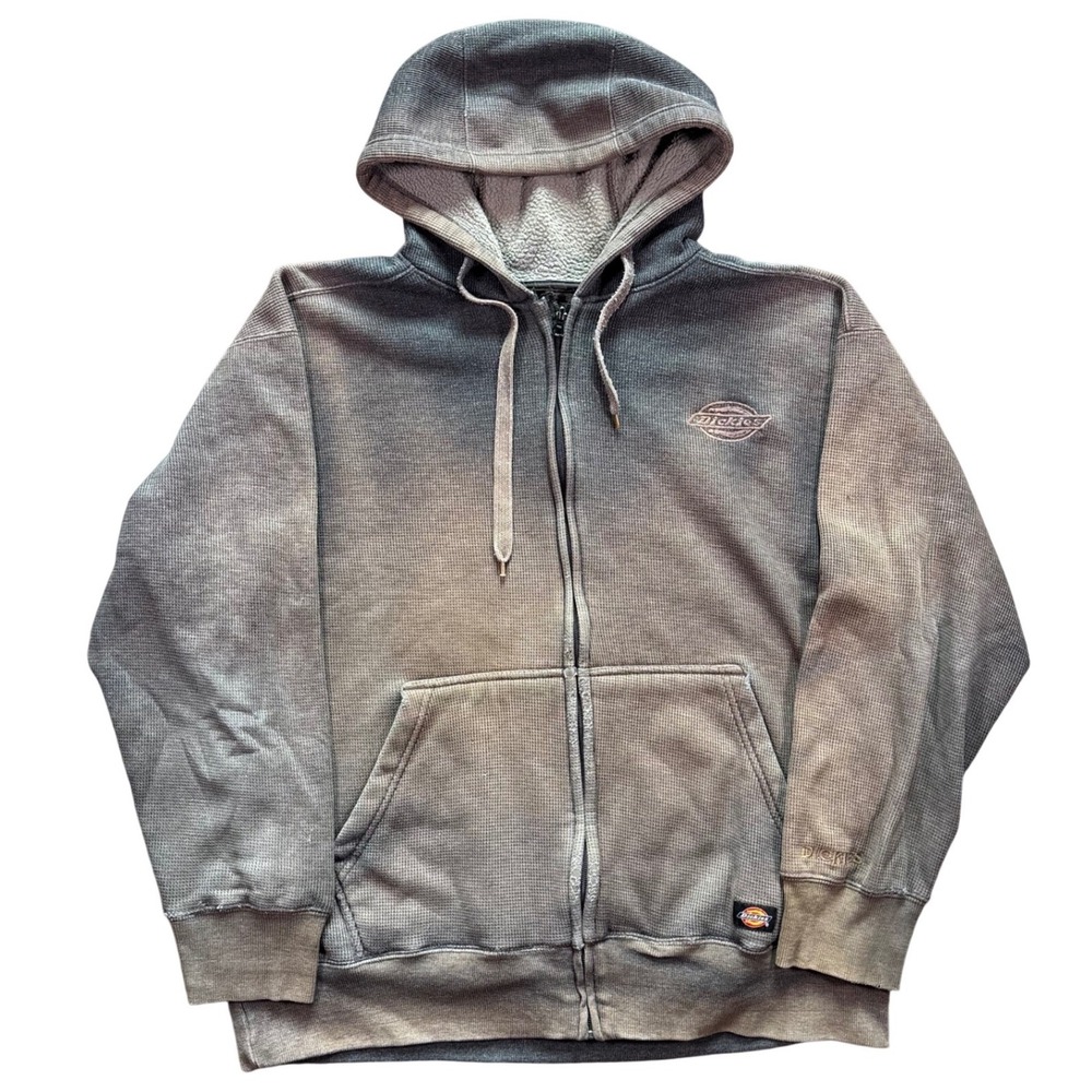 Vintage Faded Y2K Dickies Thermal Full Zip Hoodie Size XL